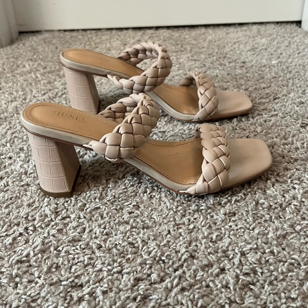 Braided Tan Block Heel Sandals
